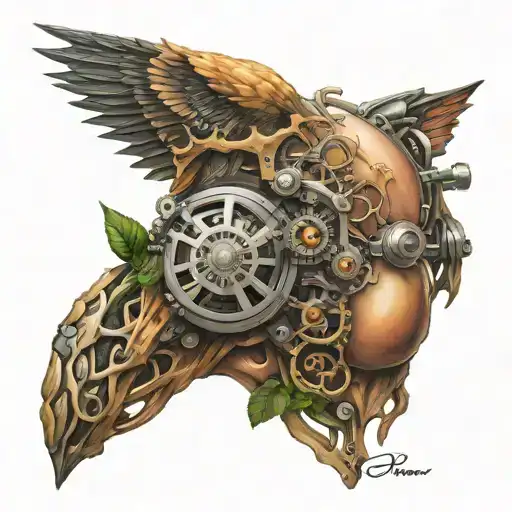 bio mechanical on shoulder tattoo design idea