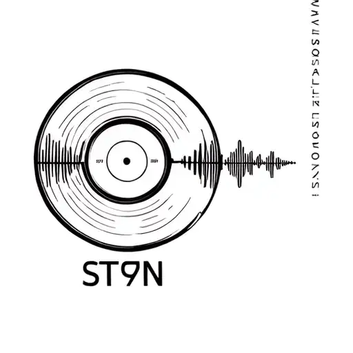 "ST79N" minimalist dj sound waves and vinyl record tattoo design idea