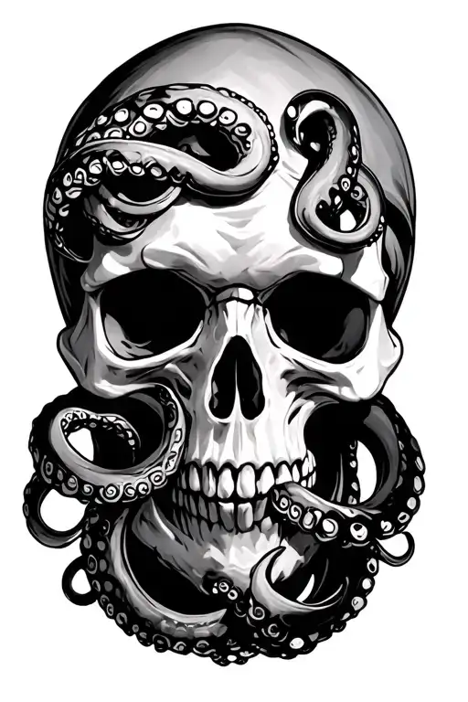 octopus wrapping around a skull similar to death eater mark from Harry Potter tattoo design idea