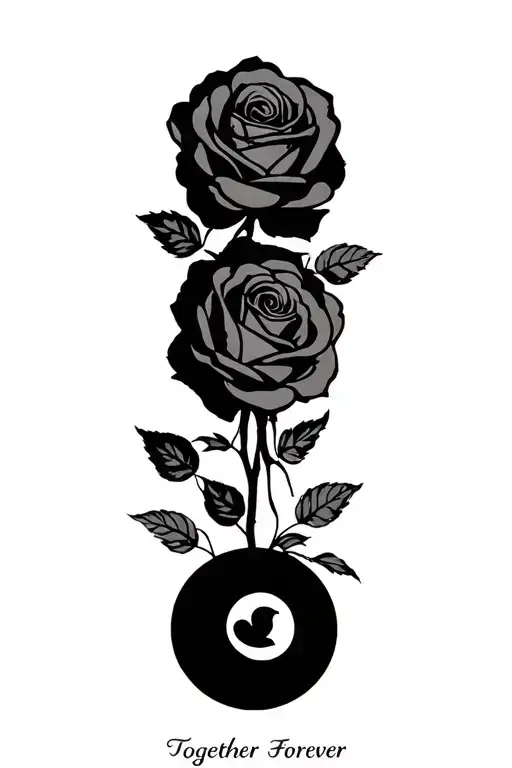 "Together Forever " love you to the moon forever roses growing tattoo design idea