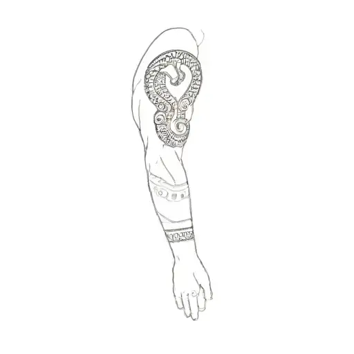 a tribal tattoo on a man's arm add snake on forearm tattoo design idea