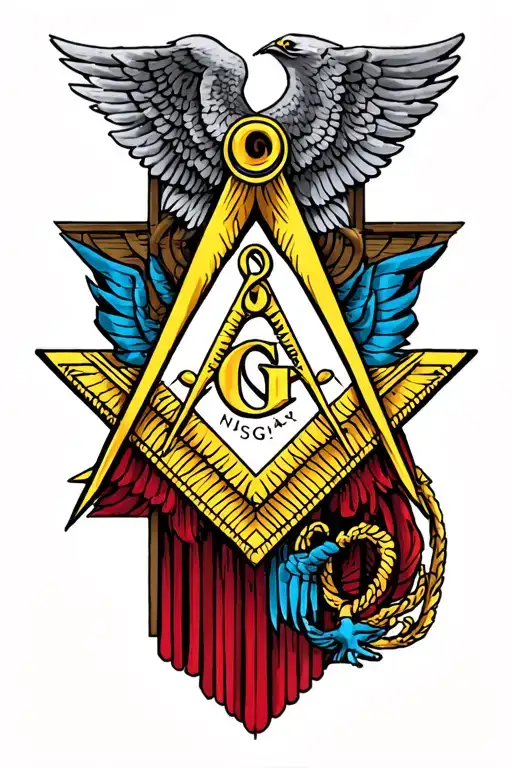 freemason square and compass tattoo design idea