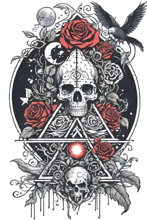 eyeball pyramid dragon roses skull tattoo design inspired tattoo with a big tree waterfall moon whale nasty bird snakes  tattoo design idea