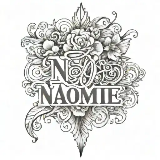 Tatto of a girls name Naomie make it bold and cute letters  tattoo design idea