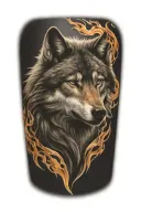 wolf fire flames tattoo design idea