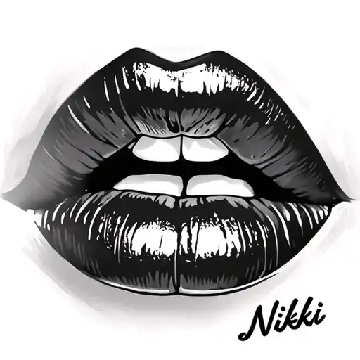 sexy lips with Nikki written in it tattoo design idea