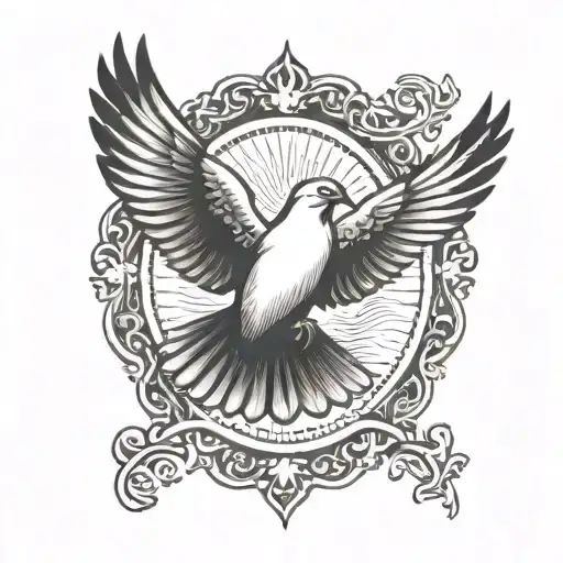 dove and crow flying tattoo design idea