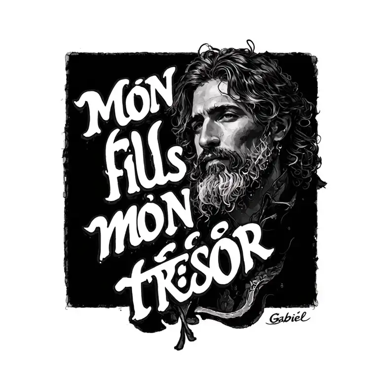 "Mon fils mon trésor" Gabriel tattoo design idea