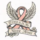 never in my arms forever in my heart miscarriage ribbon tattoo design idea