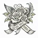 never in my arms forever in my heart miscarriage ribbon tattoo design idea