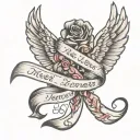 never in my arms forever in my heart miscarriage ribbon tattoo design idea