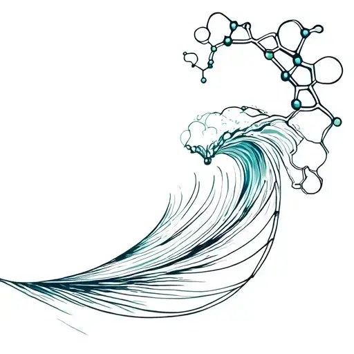 A protein molecule morphing into a wave for surfing tattoo design idea