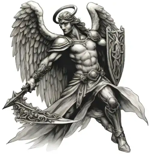 warrior angel tattoo design idea