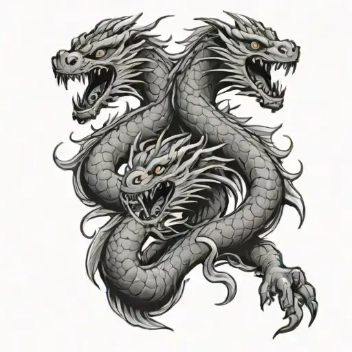 double dragon emerging tattoo design idea