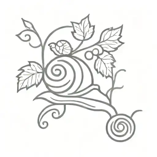 snail, wine, grape, vine tattoo design idea