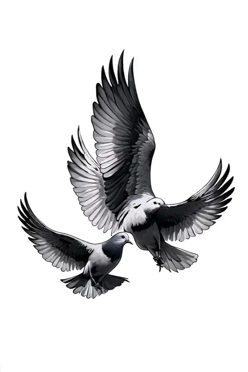 three doves close together flying in different directions tattoo design idea