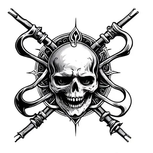 ohms law and horror theme tattoo design idea