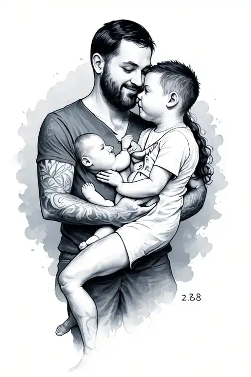 father and son born. Time of birth 2:38. date: 28 August 2025 tattoo design idea