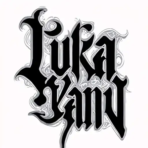 "Luka Yann" abstract lettering tattoo design idea
