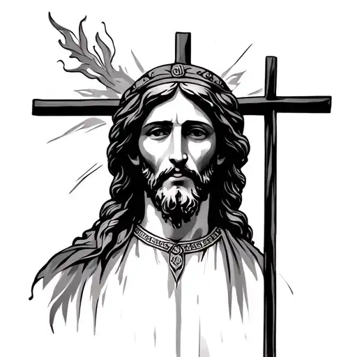 cross with Jesus face  tattoo design idea
