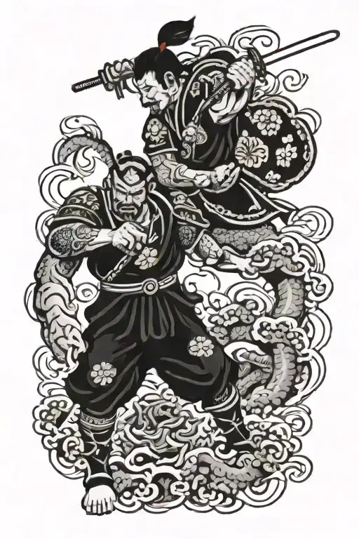 irish warrior fighting a god tattoo design idea