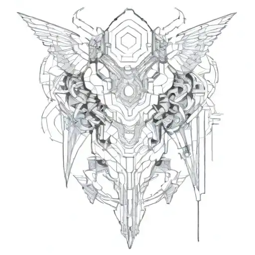 futuristic cyberpunk style back tattoo in style tattoo design idea