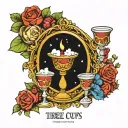 three of cups tarot, moon tattoo design idea