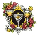 three of cups tarot, moon tattoo design idea