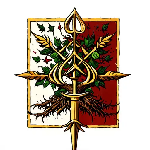 Tryzub Ukraine Trident Tree of Life tattoo design idea