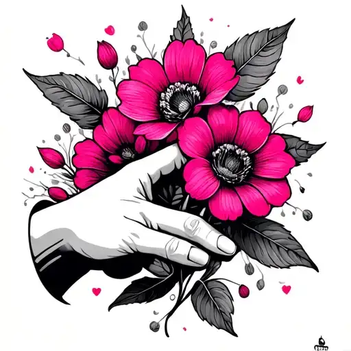 NEDA symbol, pinky promise, flowers growing tattoo design idea