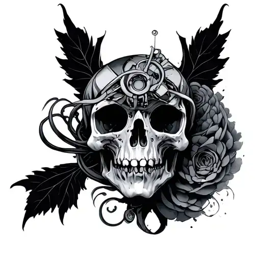 bio mechanical tattoo design idea