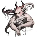 Thick Shibari demon tattoo design idea