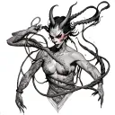 Thick Shibari demon tattoo design idea