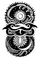 Maori turtle with an infinite sign a sun and a moon tattoo design idea