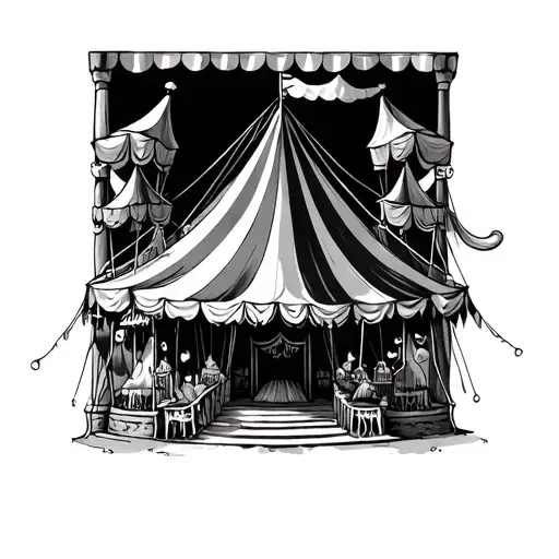 theatre visage steampunk circus tent nestled among towering tattoo design idea