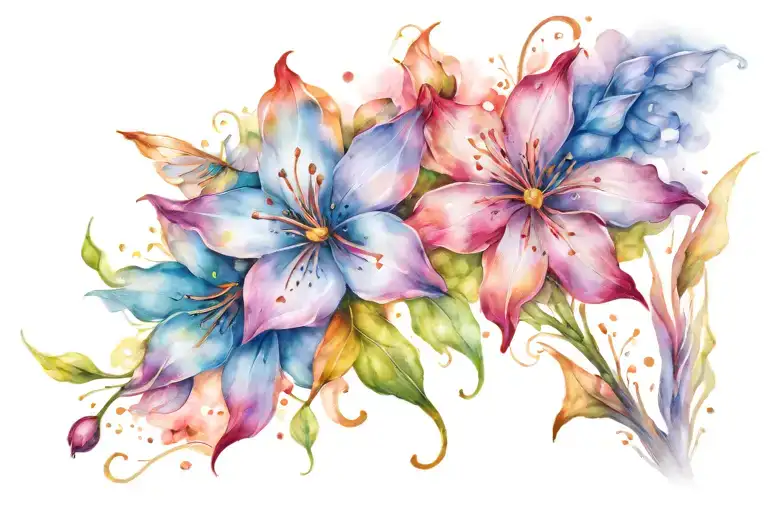 flowers, fairies, sparkles tattoo design idea