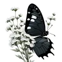 babies breath with butterfly's tattoo design idea