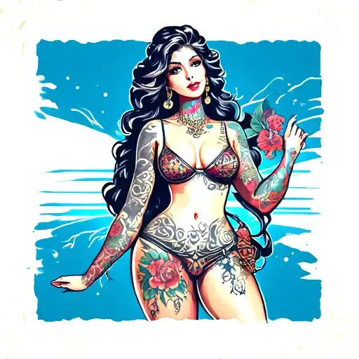 sexy woman body tattoo design idea
