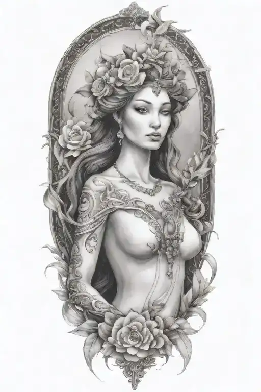fortuna goddess sexy fit tattoo design idea