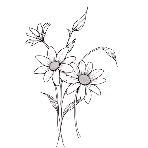 daisy and lily flower tattoo design idea