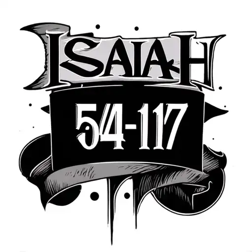 Make a tattoo with the inscription "ISAIAH 54:17" tattoo design idea