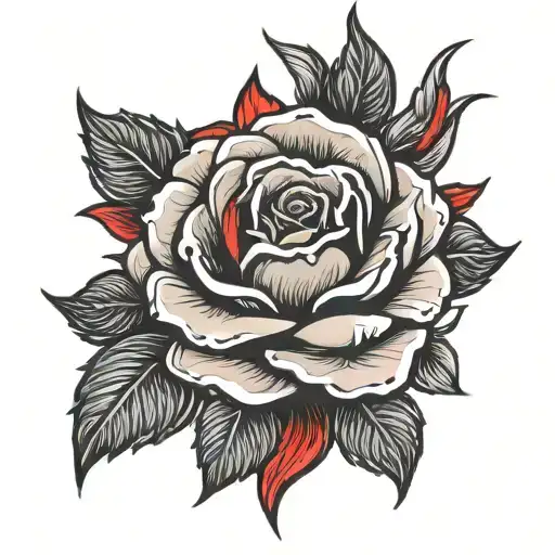 black and red rose tattoo design idea