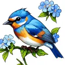 Alyssum blue bird perched tattoo design idea