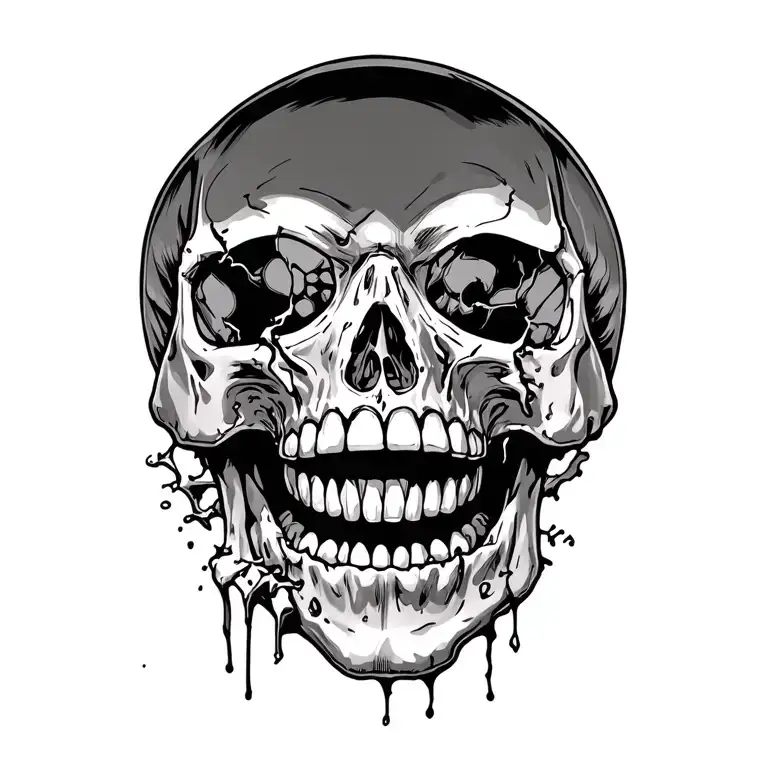 skull with teeth busted out of the jaw. psalms 3:7 "Break the teeth of the wicked" tattoo design idea