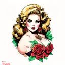 Chubby NUDE Pin Up Girl tattoo design idea
