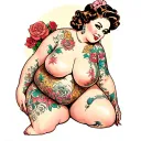 Chubby NUDE Pin Up Girl tattoo design idea