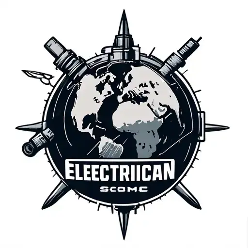 Ship Electrician vector globe logo tattoo design idea