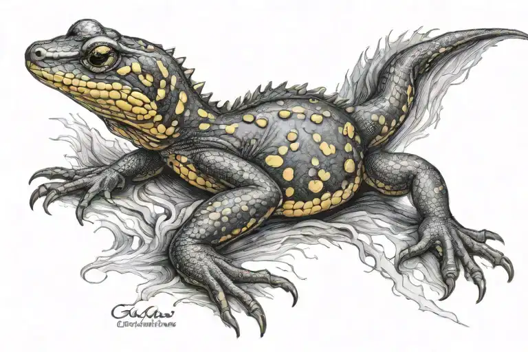 salamander fire tattoo design idea