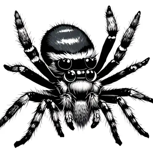 black white gray jumping spider tattoo design idea