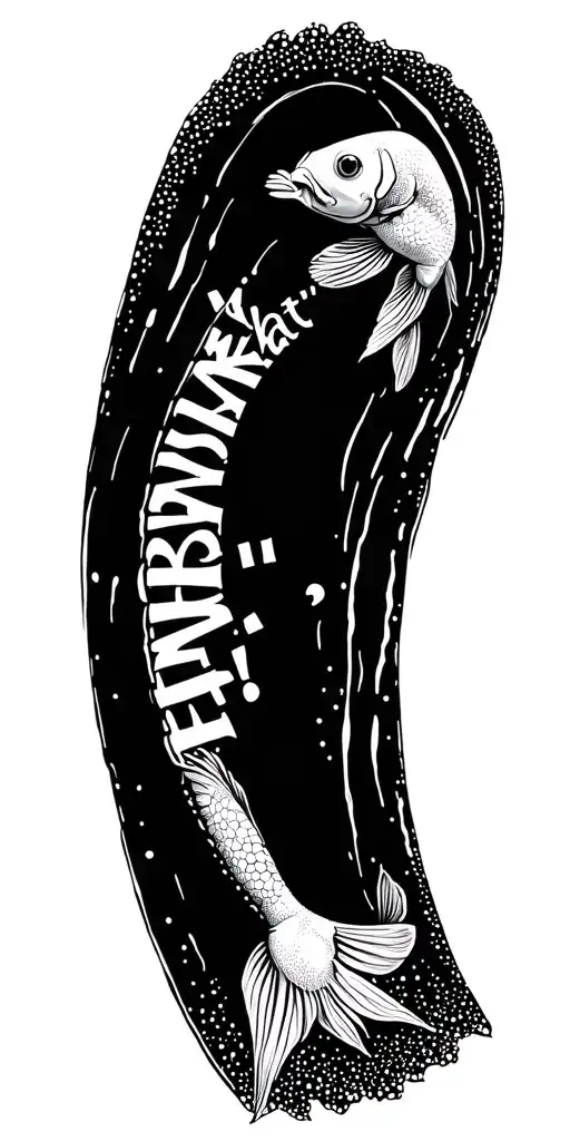 "What… What?!" goldfish swim in circle tattoo design idea